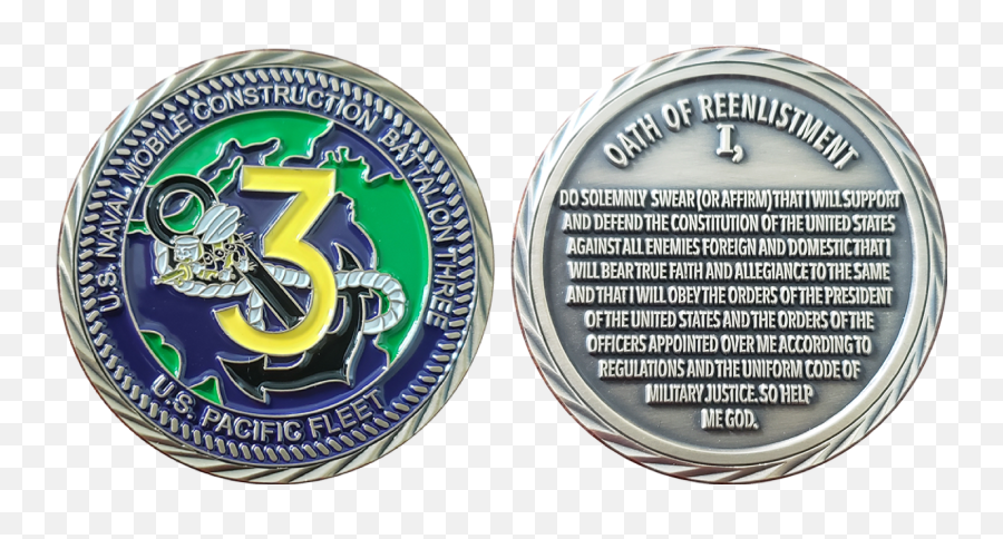 Nmcb 3 Reenlistment Coin - 175 Emoji,Navy Seabee Logo