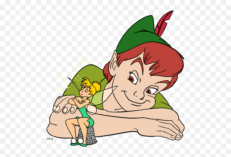 Peter Pan And Tinkerbell Clip Art Free - Clipart Peter Pan Emoji,Tinkerbell Clipart
