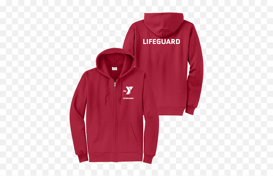 Ymca Apparel Store - Red Lifeguard Zip Hoodie With White Y Long Sleeve Emoji,Ymca Logo