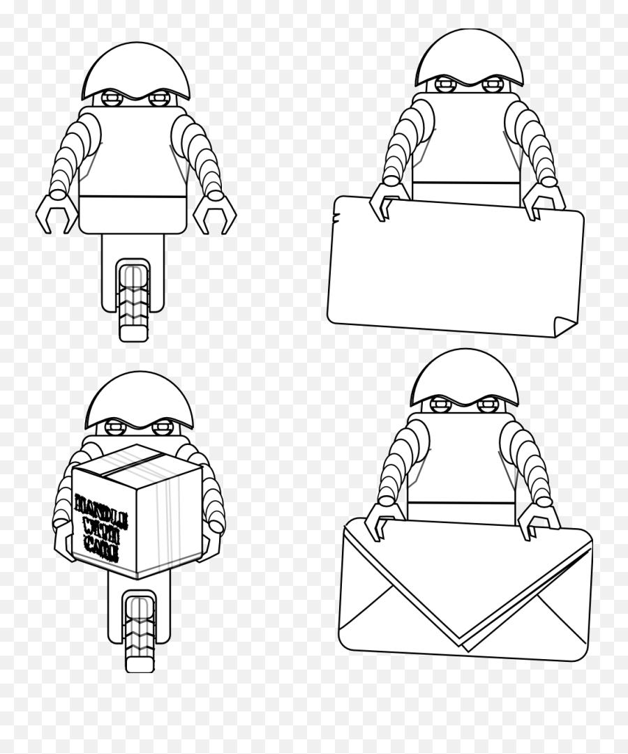 Robot Carrying Things Black White Youtube Clipartist - Fictional Character Emoji,Black And White Youtube Logo