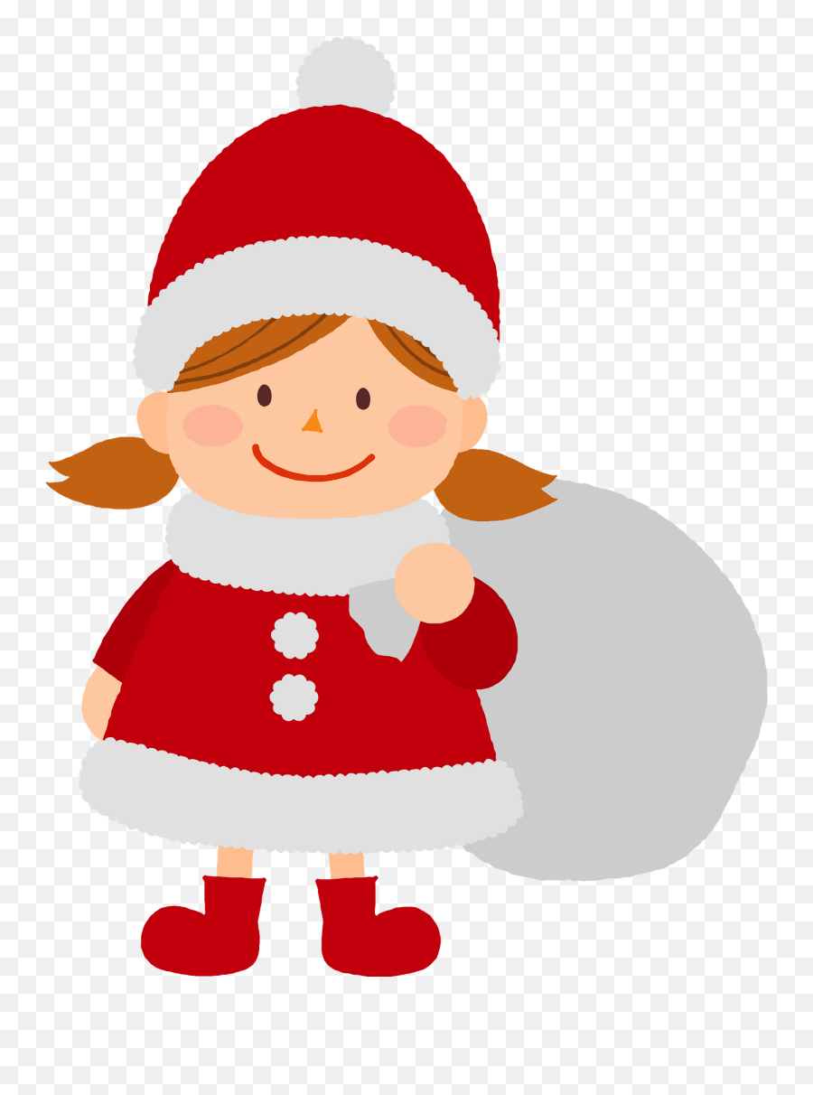 Girl Is Wearing A Santa Costume Clipart - Fictional Character Emoji,Costume Clipart