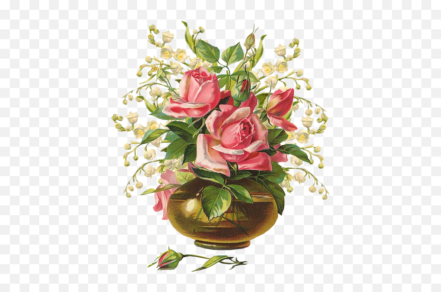 Cestas Y Jarrones De Flores Vintage - Rose Flower Vase Cross Good Morning Image Gif Vase Emoji,Florais Png