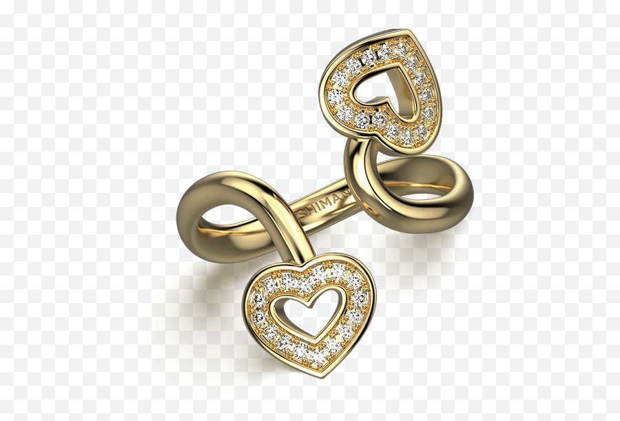 Two Hearts Twisted Pavé Diamond Ring 18k Yellow Gold Shimansky Emoji,Two Hearts Png