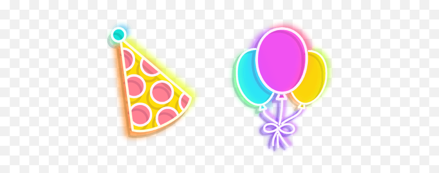 Colourful Party Hat And Balloons Neon - Transparent Neon Party Hat Emoji,Party Hat Transparent