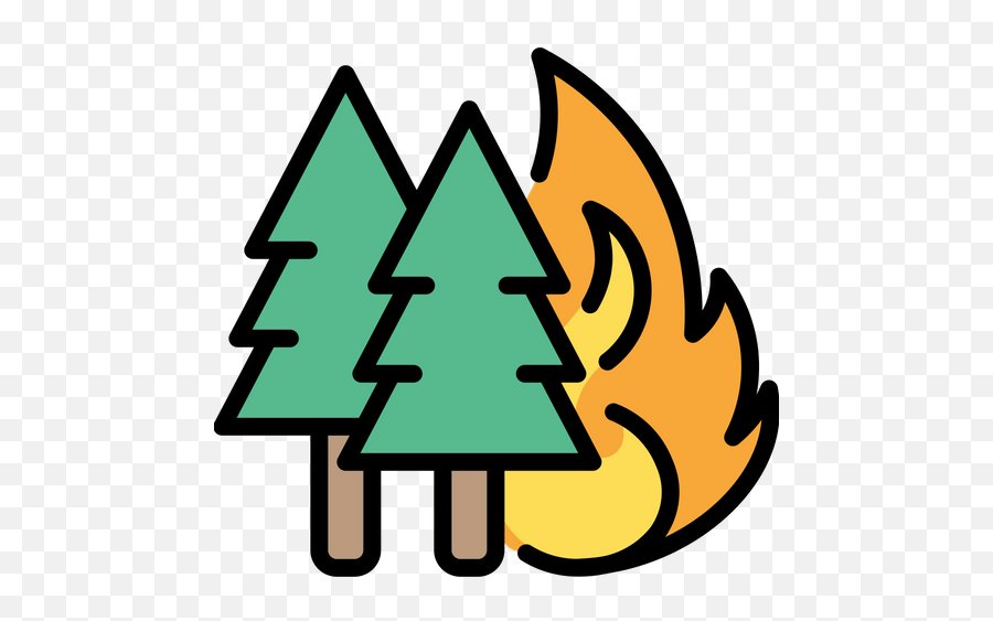 Fire In Forest Icon Of Colored Outline - Free Forest Fire Icon Emoji,Fire Icon Png