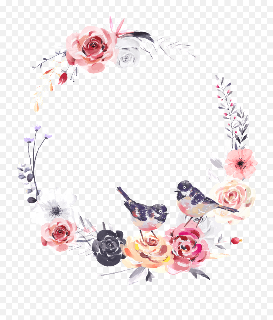 Watercolor Bird Logo Wallpapers - Watercolor Transparent Floral Wreath Emoji,Watercolor Wreath Png