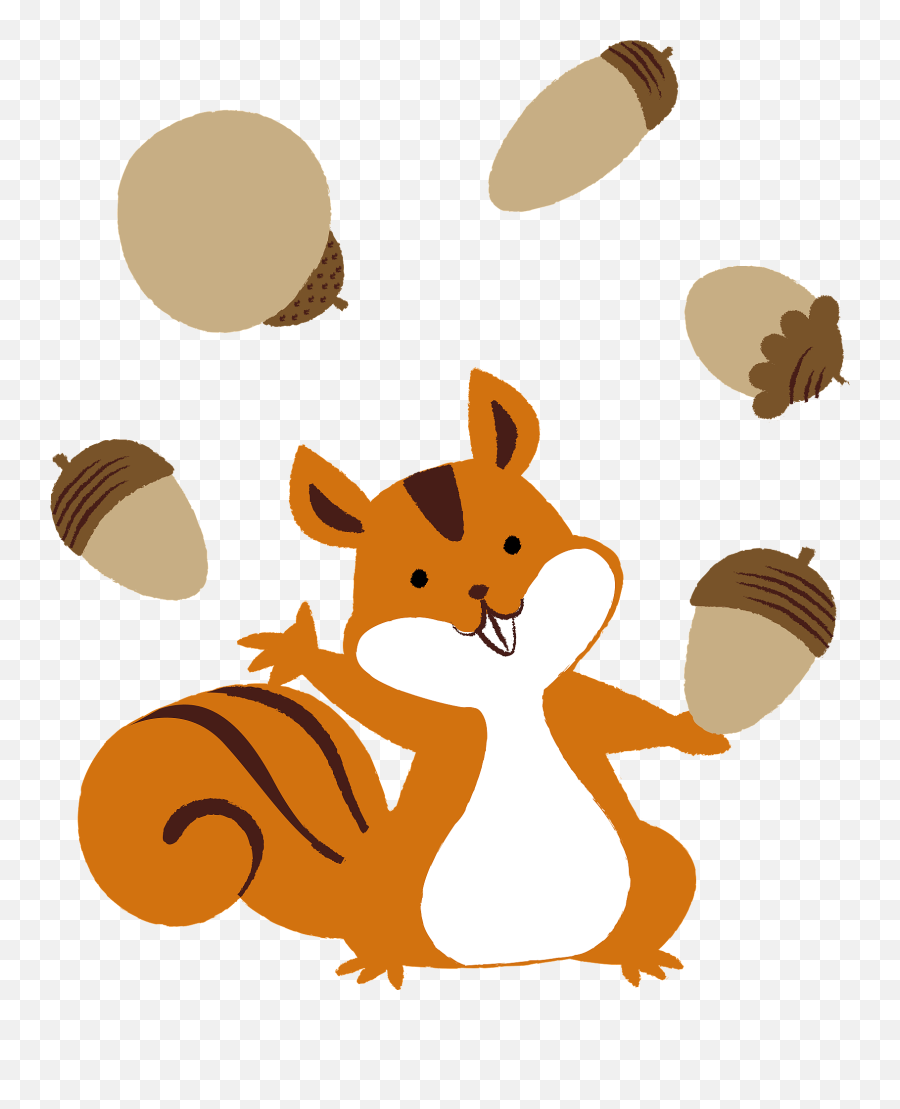 Squirrel Is Juggling Acorns Clipart - Squirrel And Acorns Clip Art Emoji,Acorn Clipart
