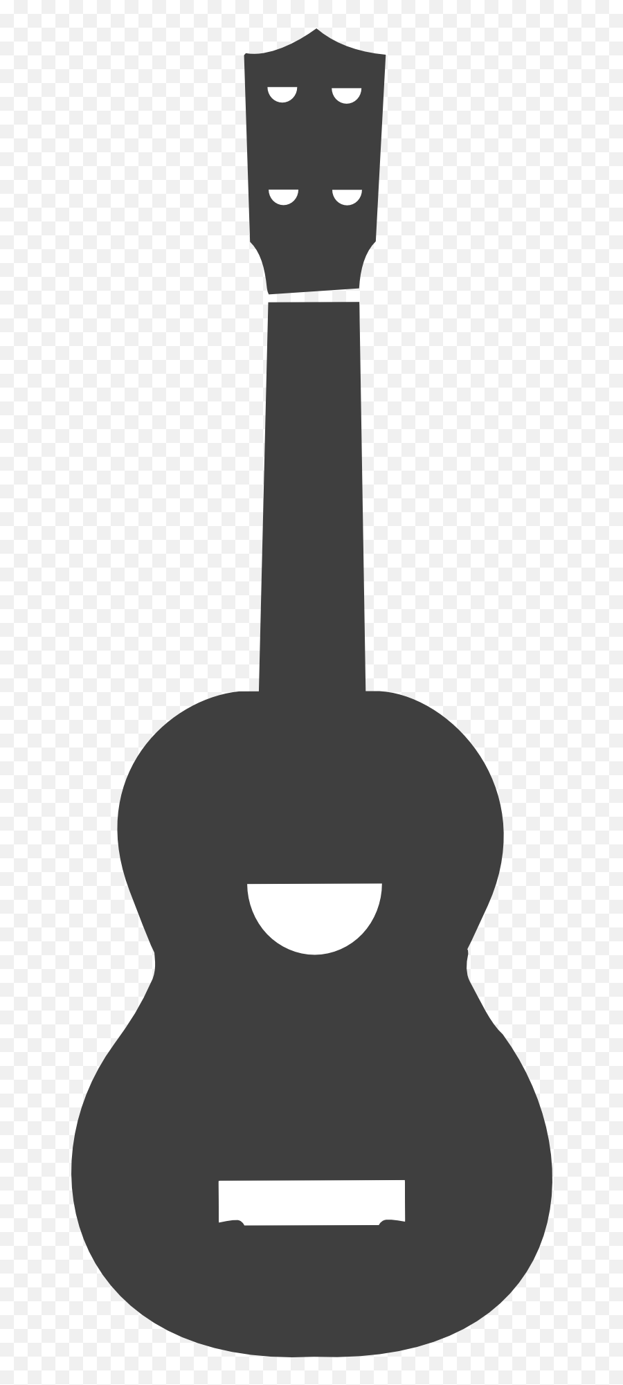 Clipart Of The Gray Silhouette Of A - Black And White Ukulele Png Emoji,Guitar Clipart Black And White