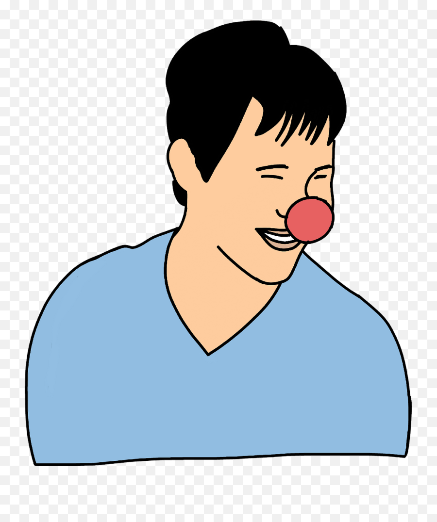 Laughing Man With A Red Nose Clipart - Red Nose Clip Art Emoji,Nose Clipart