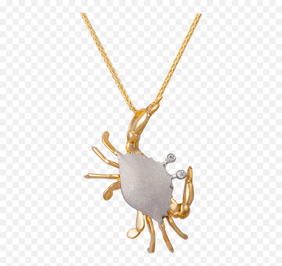 25mm 14k Two Tone Crab Pendant With 2 Diamonds - Solid Emoji,Crab Transparent Background