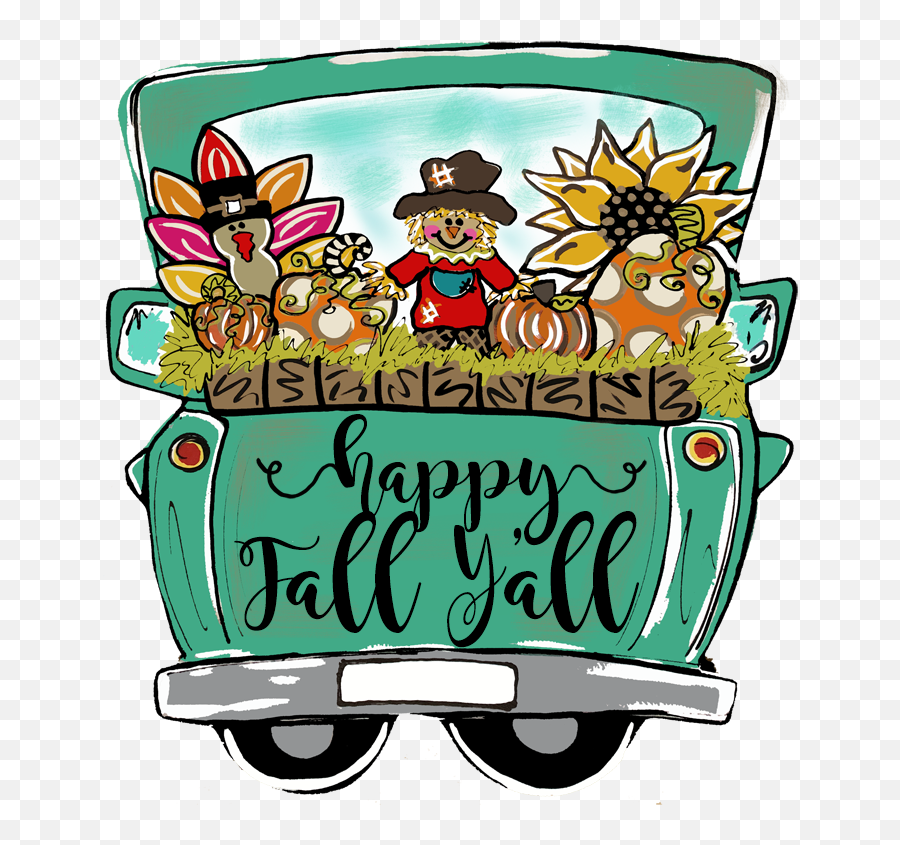 Fall Truck Pumpkin Door Hanger - Fall Truck Wood Door Fall Truck Wood Door Hanger Emoji,Hayride Clipart