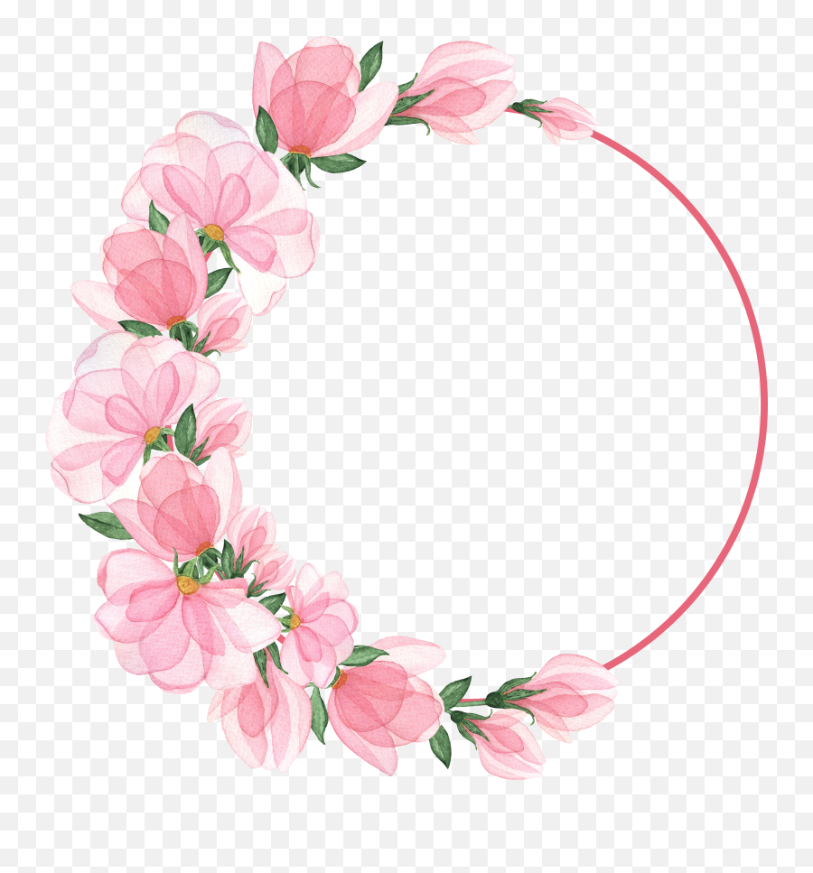 Watercolor Pink Floral Wreath Emoji,Watercolor Wreath Png