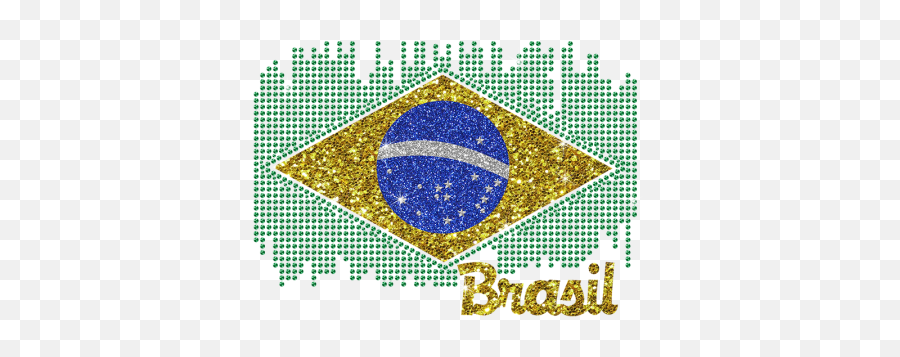 Colorful Brazil Team Logo Iron On Rhinestone Glitter - Vertical Emoji,Brazil Logo