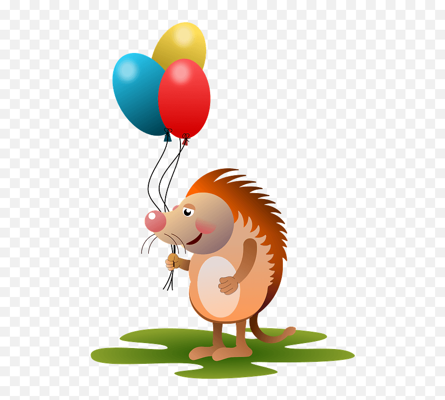 Cartoon Hedgehog With Balloons Clipart Free Download Emoji,Free Clipart Balloons