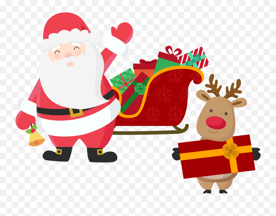 Download Elk Rudolph Claus Reindeer - Santa Claus Animado Png Emoji,Santa Sleigh Clipart