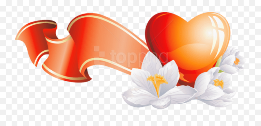 Download Hd Free Png Heart Element With White Flowers Png Emoji,White Flowers Clipart