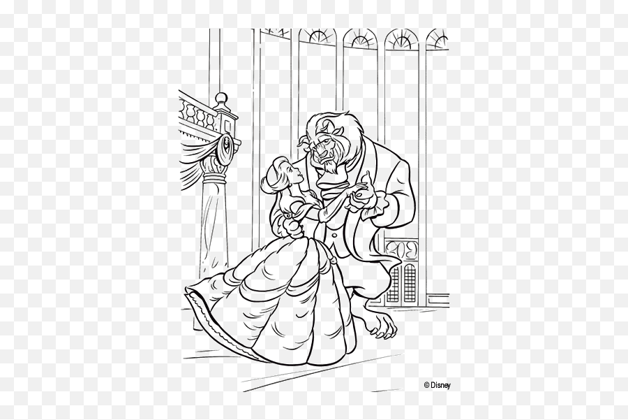 Coloring Pages Beauty And The Beast Emoji,Beauty And The Beast Clipart Black And White