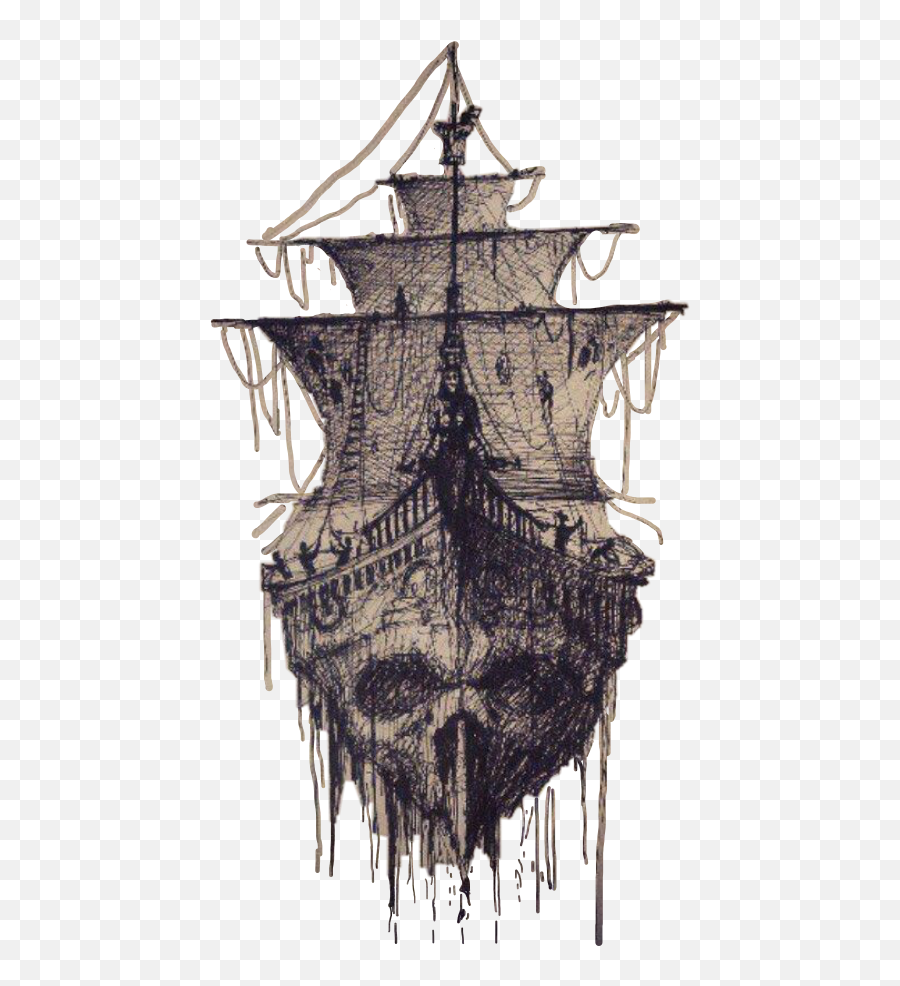 Pirate Ship Cool Scary Sticker By Coralbandit - Pirates Of The Caribbean Tattoo Ideas Emoji,Pirate Ship Png