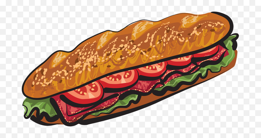 Clip Art Of A Sub Sandwich - Transparent Sub Sandwich Clipart Emoji,Sandwich Clipart
