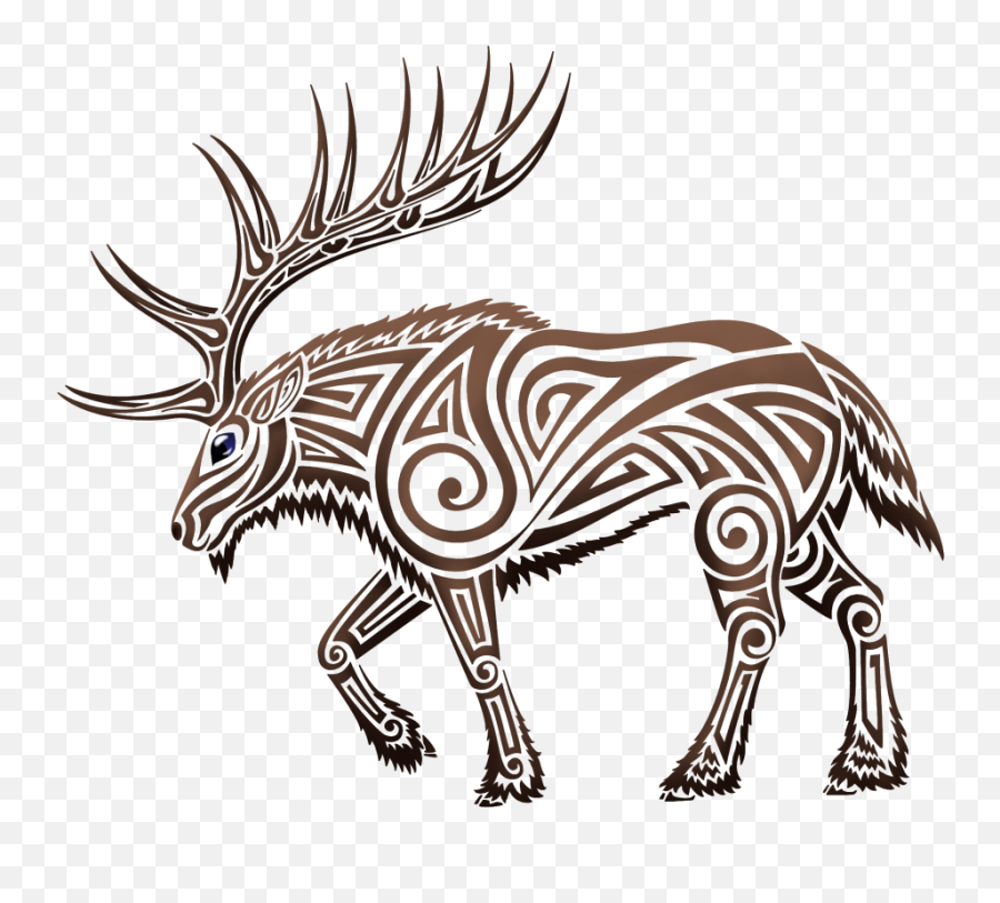 Antler Clipart Tribal - Tribal Elk Full Size Png Download Tribal Elk Emoji,Antlers Clipart