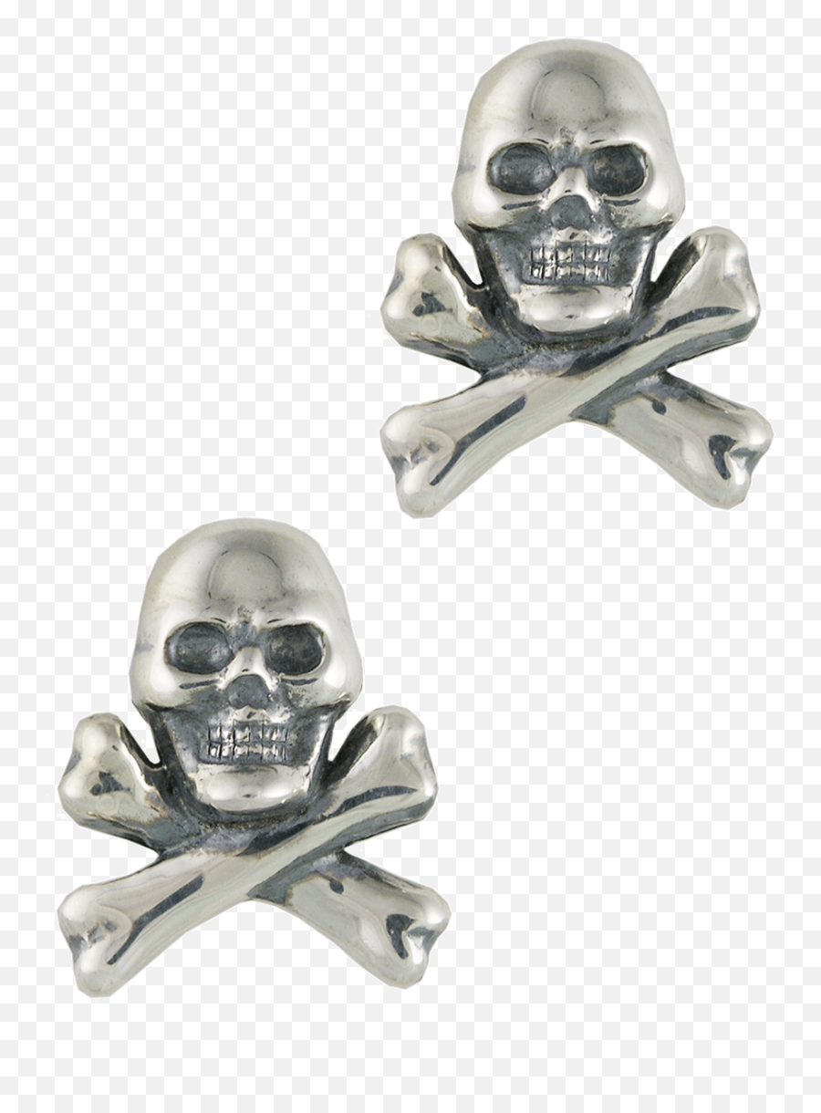 Pinto Ranch Skull And Cross Bones Silver Cufflinks - Scary Emoji,Skull And Crossbones Png