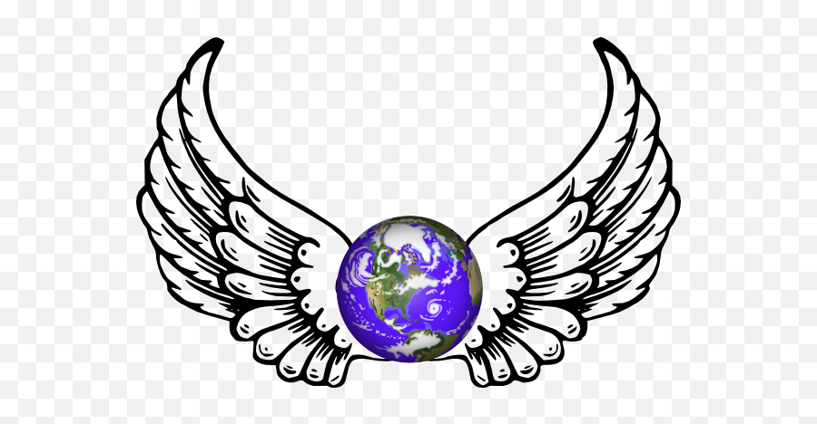 Wings Clipart Earth - Angel Wings And Halo 600x387 Png Angel Wings Outline Emoji,Wings Clipart
