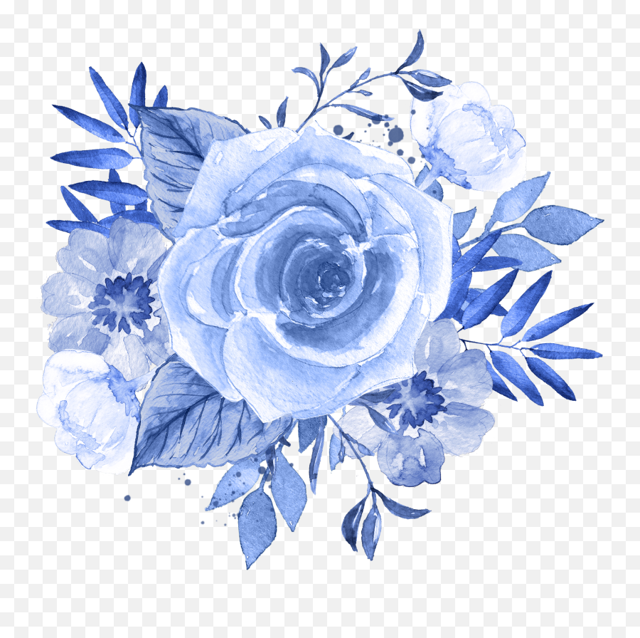 Blue Flower Watercolor Painting Clip - Transparent Blue Flower Art Emoji,Blue Flower Clipart