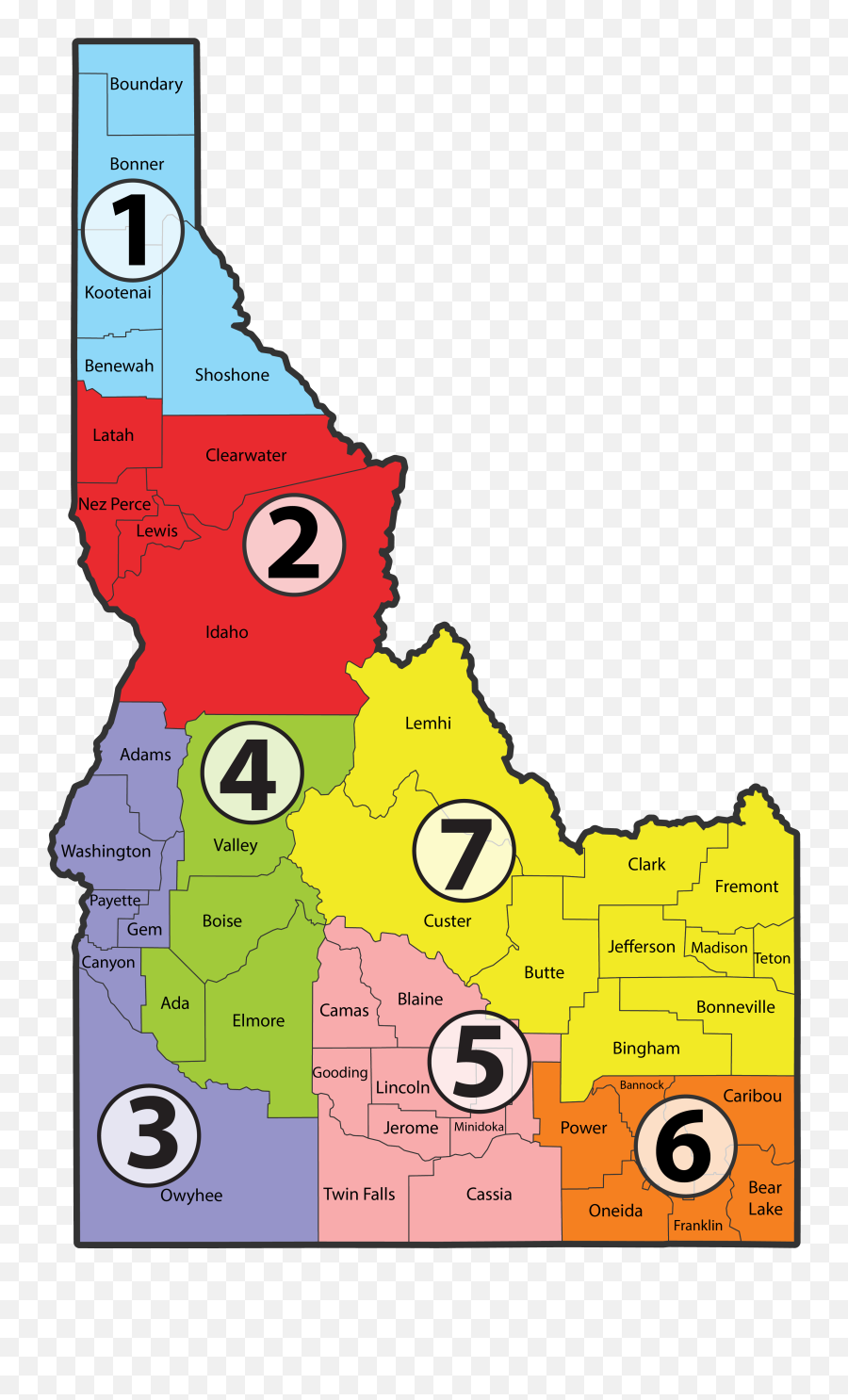 Idaho Regions Map - Idaho Regions Tourism Map Emoji,Idaho Clipart