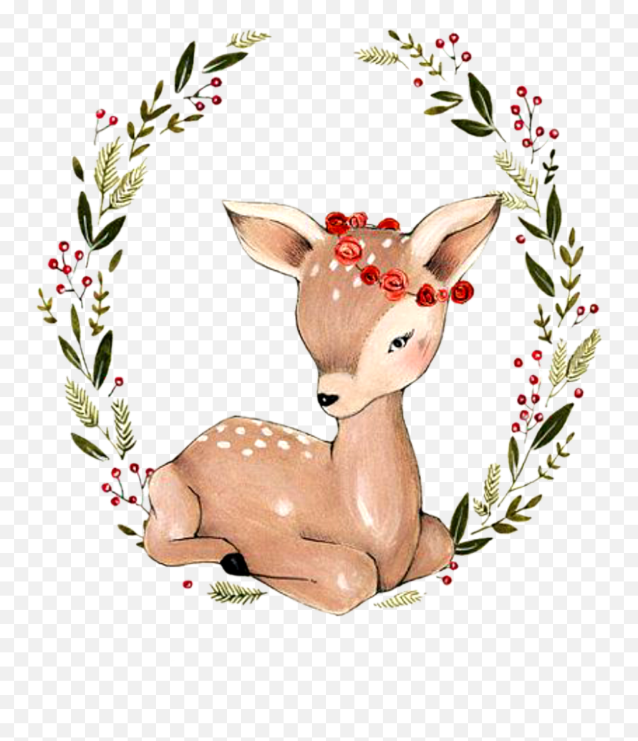 Deer Wreath Cute Animals Cutelittleanimals Cuteanimals Emoji,Free Woodland Animal Clipart