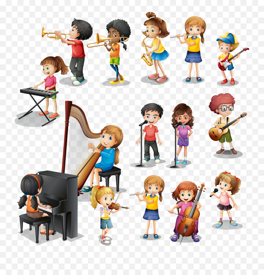 Play Clipart Many Child Play Many Child Transparent Free - Imagen De Niños Tocando Instrumentos Musicales Emoji,Kids Playing Clipart