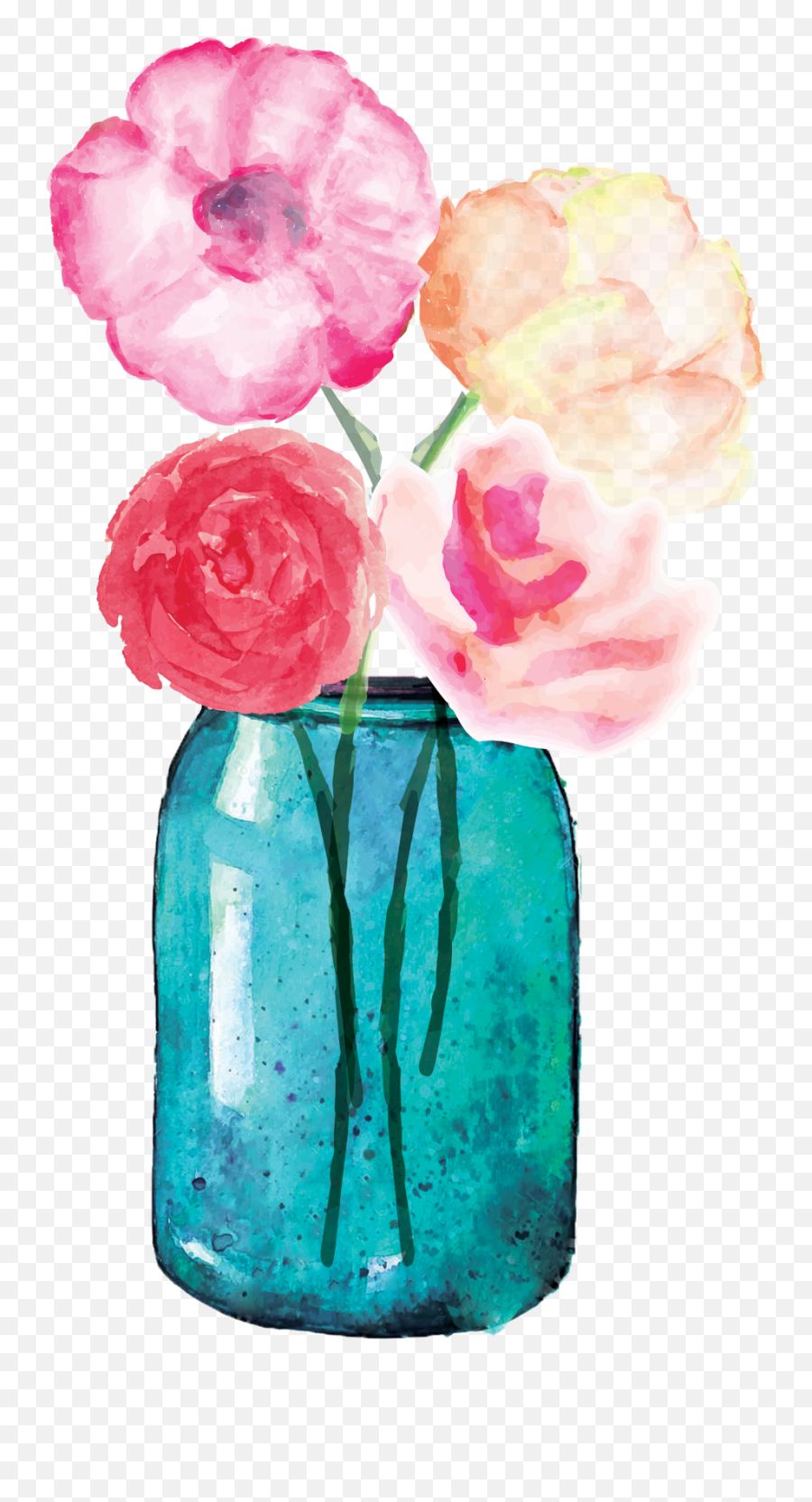 Flower Mason Jar Clipart Clip Free Stock Lauren Baxter - Watercolor Flower Mason Jars Png Emoji,Mason Jar Clipart