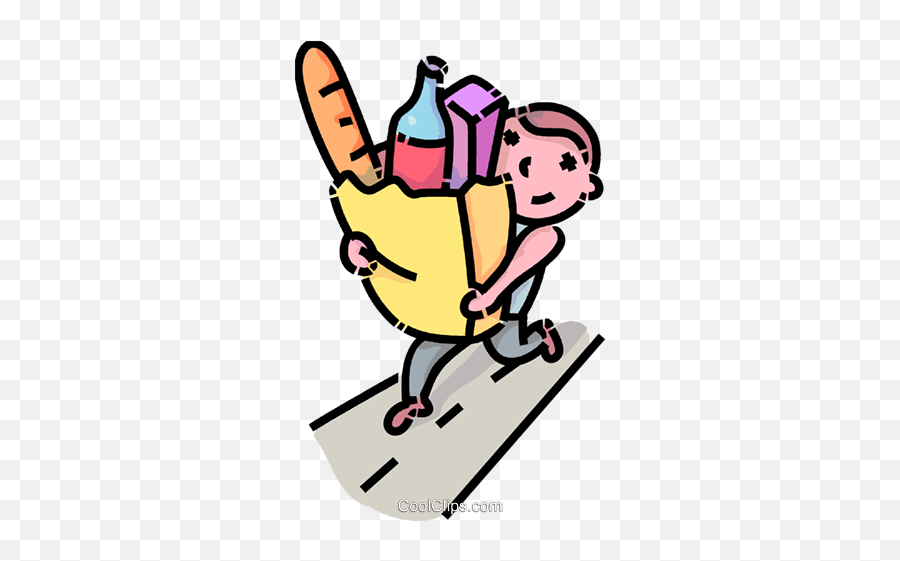 Download Boy Carrying A Bag Of Groceries - Carry The Kid Carrying Grocery Bags Emoji,Shopping Bags Clipart