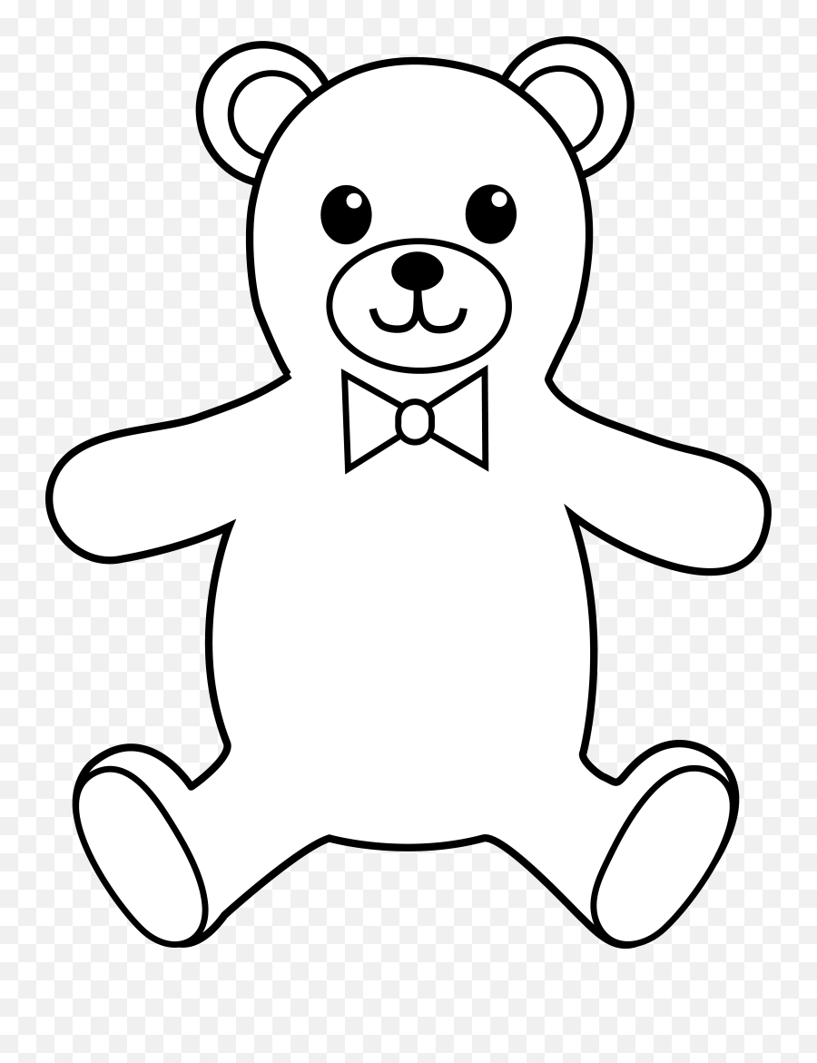 White Teddy Bear Clipart Black - Outline Clipart Teddy Bear Emoji,Teddy Bear Clipart