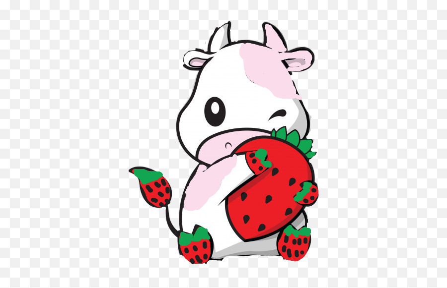 Cow Cute Tiktok Strawberrycow Sticker - Red Cow Cartoon Cute Emoji,Cute Tik Tok Logo