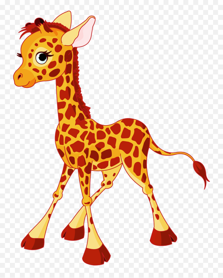 Big Eyes Walking Giraffe Cartoon Animal Clipart - Free Emoji,Mammal Clipart