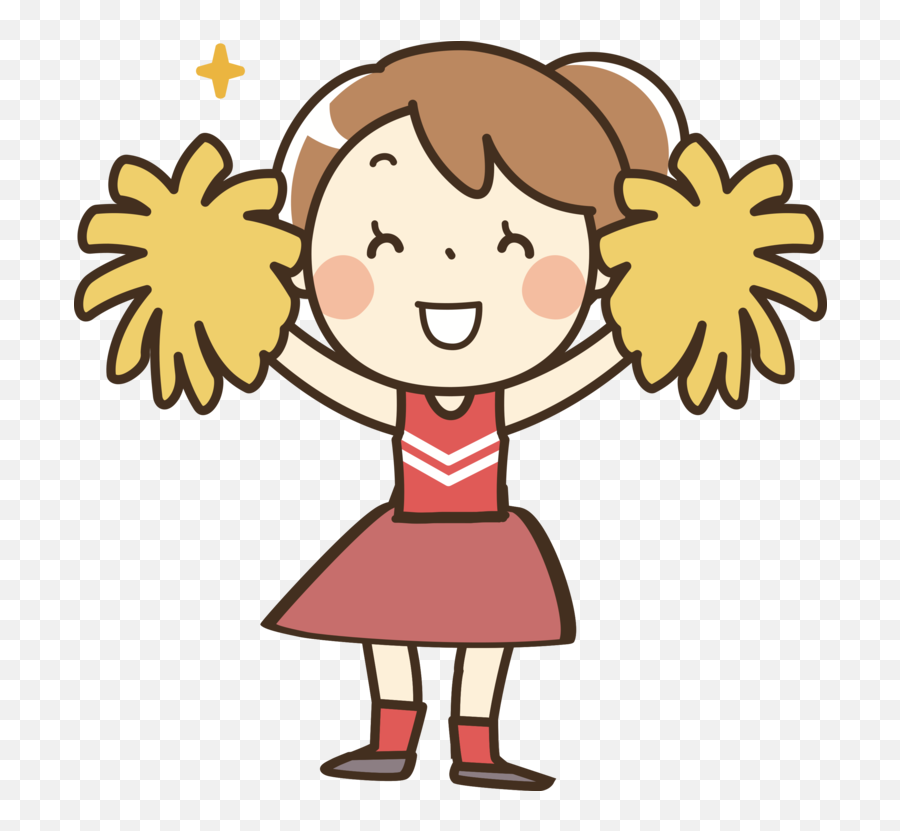 Download Hd Cheerleading Pom - Cartoon Cheerleader Png Emoji,Pom Pom Clipart