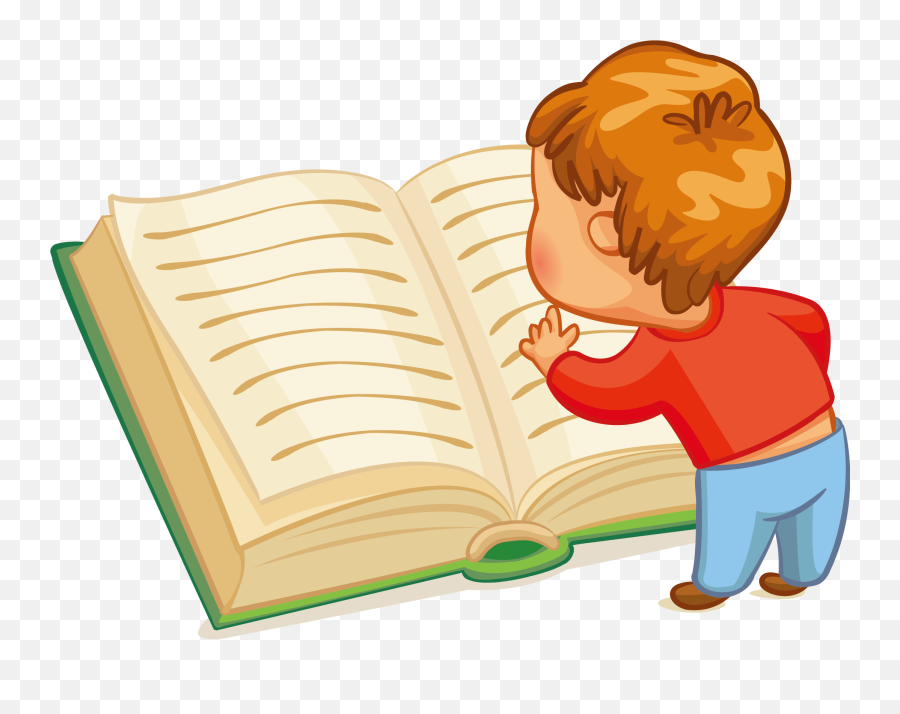 Reading Book Clip Children Transprent - Reading Book Child Reading Vector Png Emoji,Kids Reading Clipart