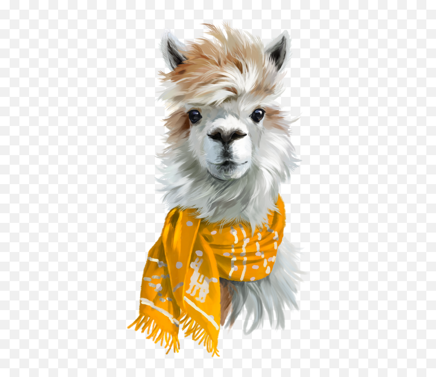 Animal Paintings Llama Painting - Alpaca With Scarf Emoji,Alpaca Clipart