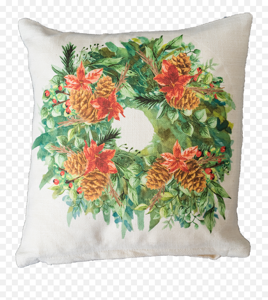 Canvas Pillow - Decorative Emoji,Watercolor Wreath Png