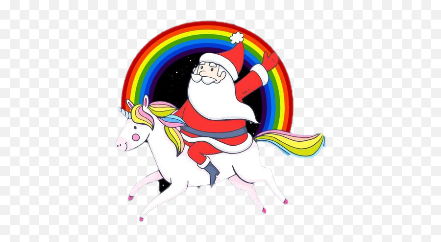 Santa On Unicorn Png Pic - Santa Riding A Unicorn Png Emoji,Unicorn Clipart Png