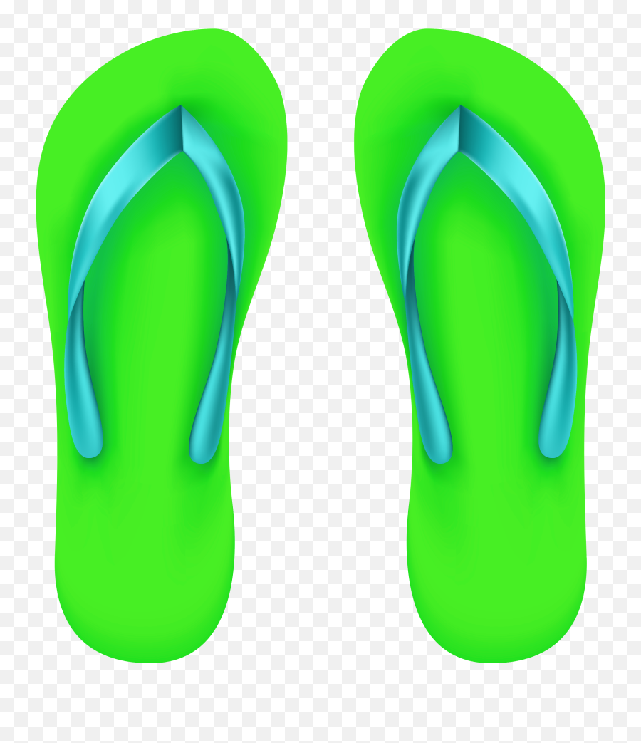 Green Beach Flip Flops Clipart - Flip Flops Png Emoji,Flip Flops Clipart