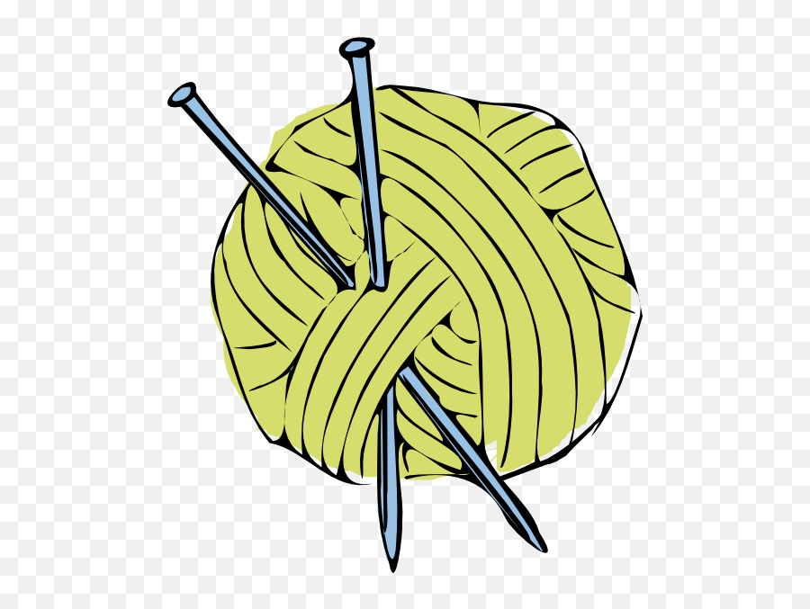Green Yarn Ball With Blue Needles Clip - Drawing Of Jute Fibre Emoji,Needles Clipart