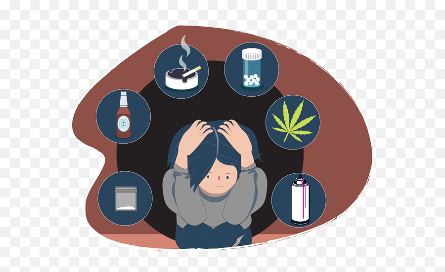 Teen Boy Sitting With His Head In His Hands Surrounded Emoji,Drugs Png