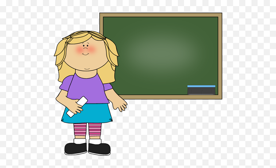 Chalkboard Clip Art - Little Girl With Blackboard Clipart Emoji,Chalkboard Clipart