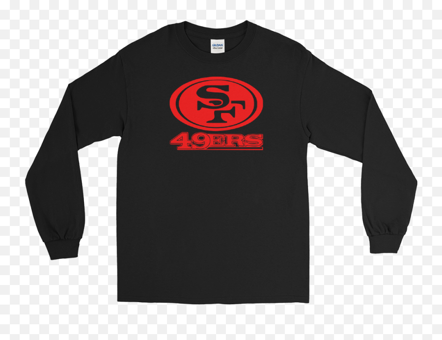 San Francisco 49ers Black Long Sleeve T - Shirt Red Logo Emoji,49ers Logo