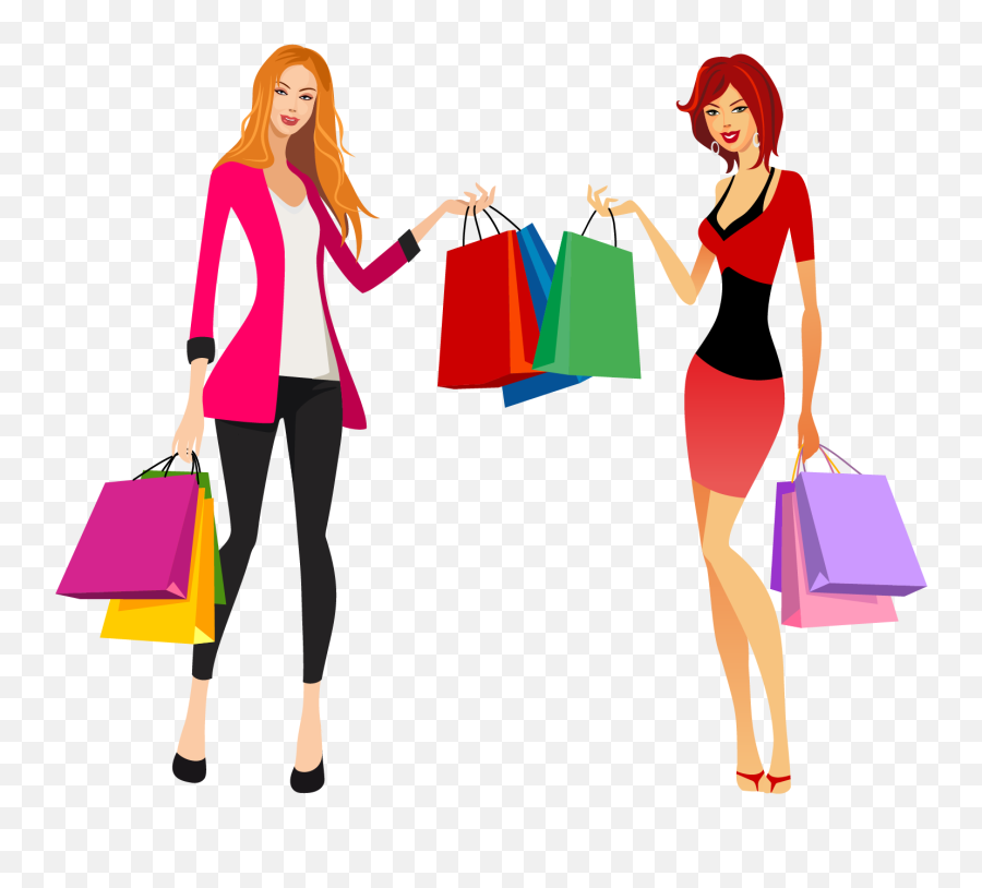 Fashion Shopping Girl Vector - Fashion Shopping Girl Cartoon Emoji,Shopping Clipart
