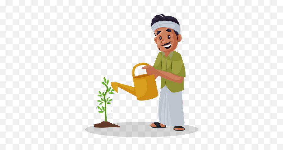 Indian Gardener Pouring Water Emoji,Water Plants Clipart