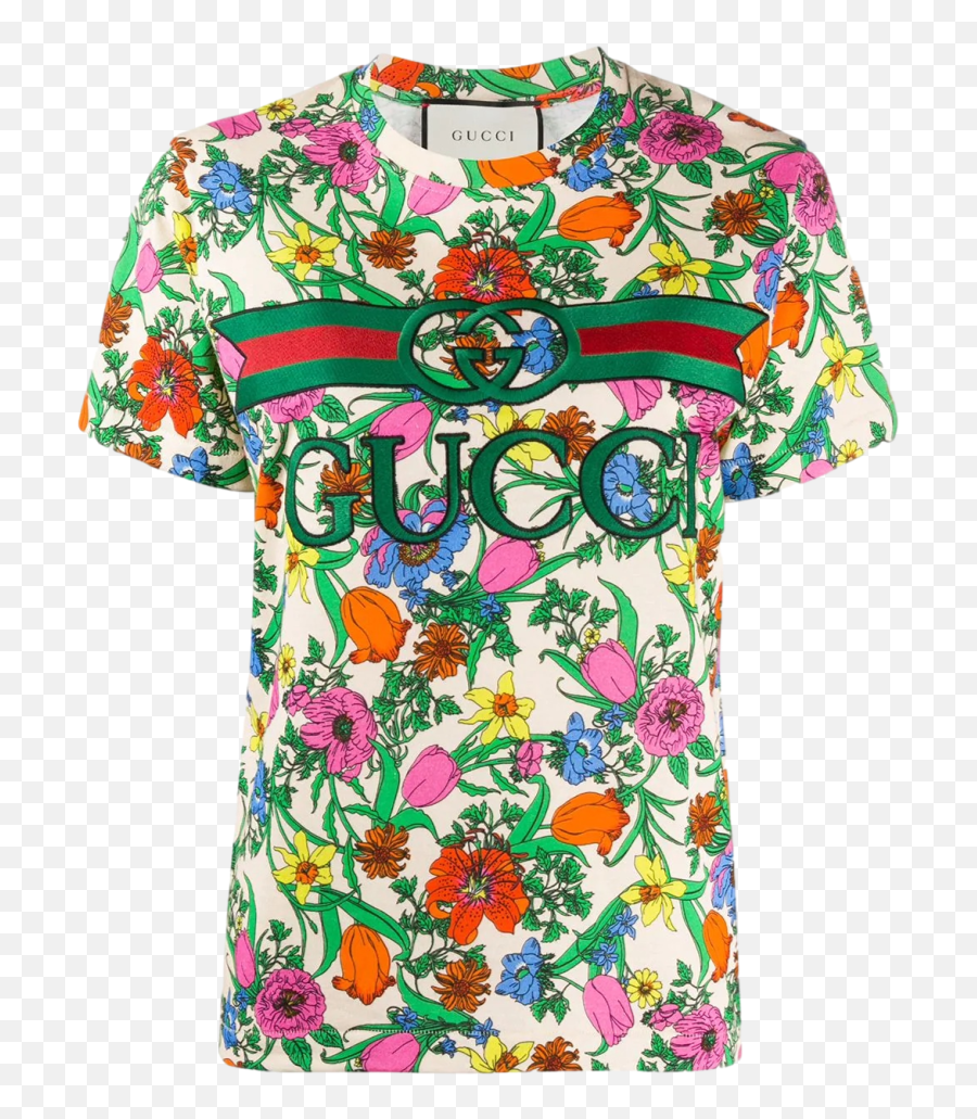 Brand New Gucci Floral Logo T - Shirt Xs Short Sleeve Emoji,Gucci Logo