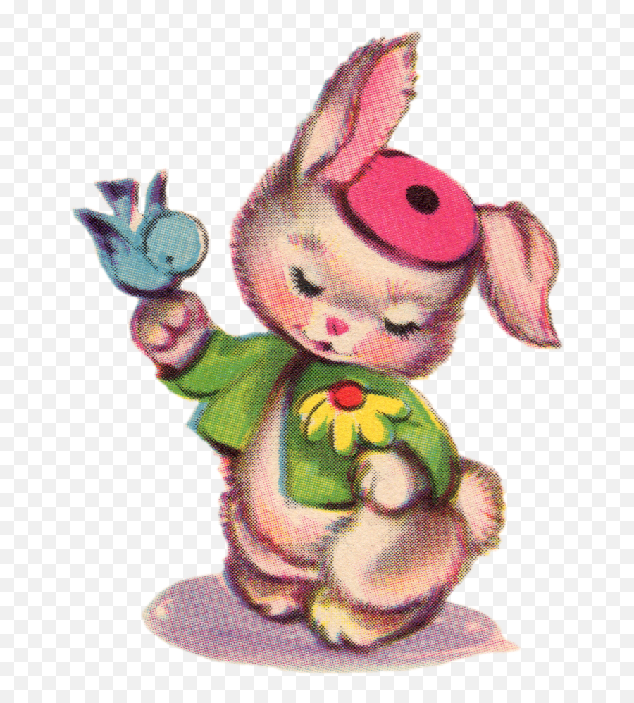 Happy Monday - Transparent Vintage Easter Bunny Emoji,Monday Clipart