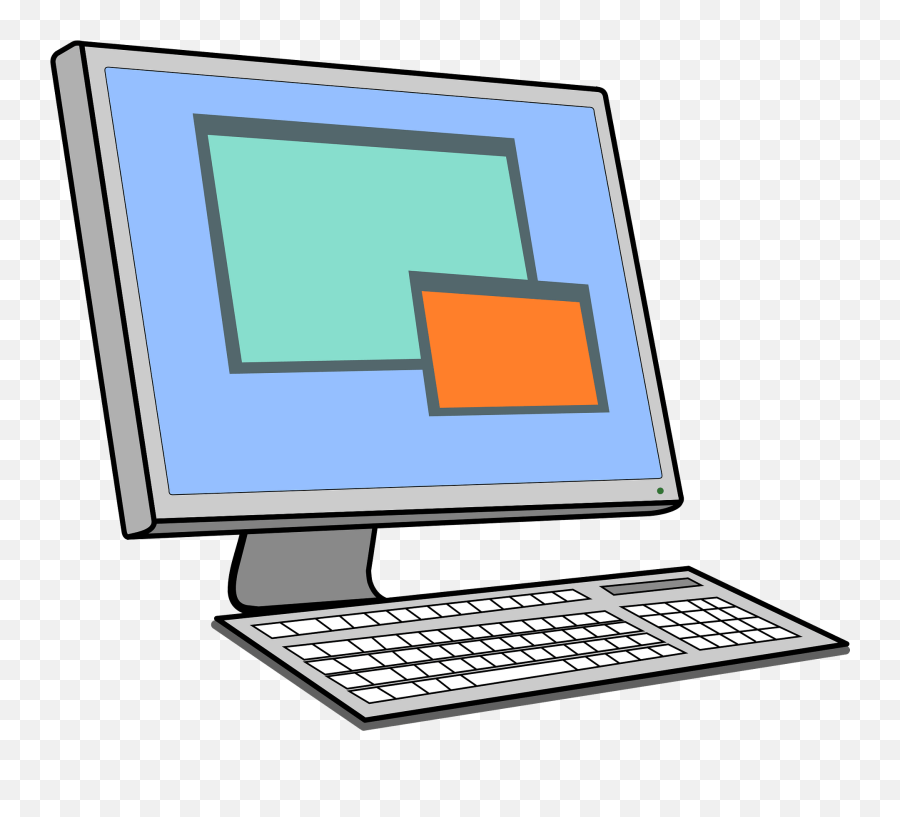 Computer With Keyboard Clipart - Ecran Clavier Emoji,Keyboard Clipart